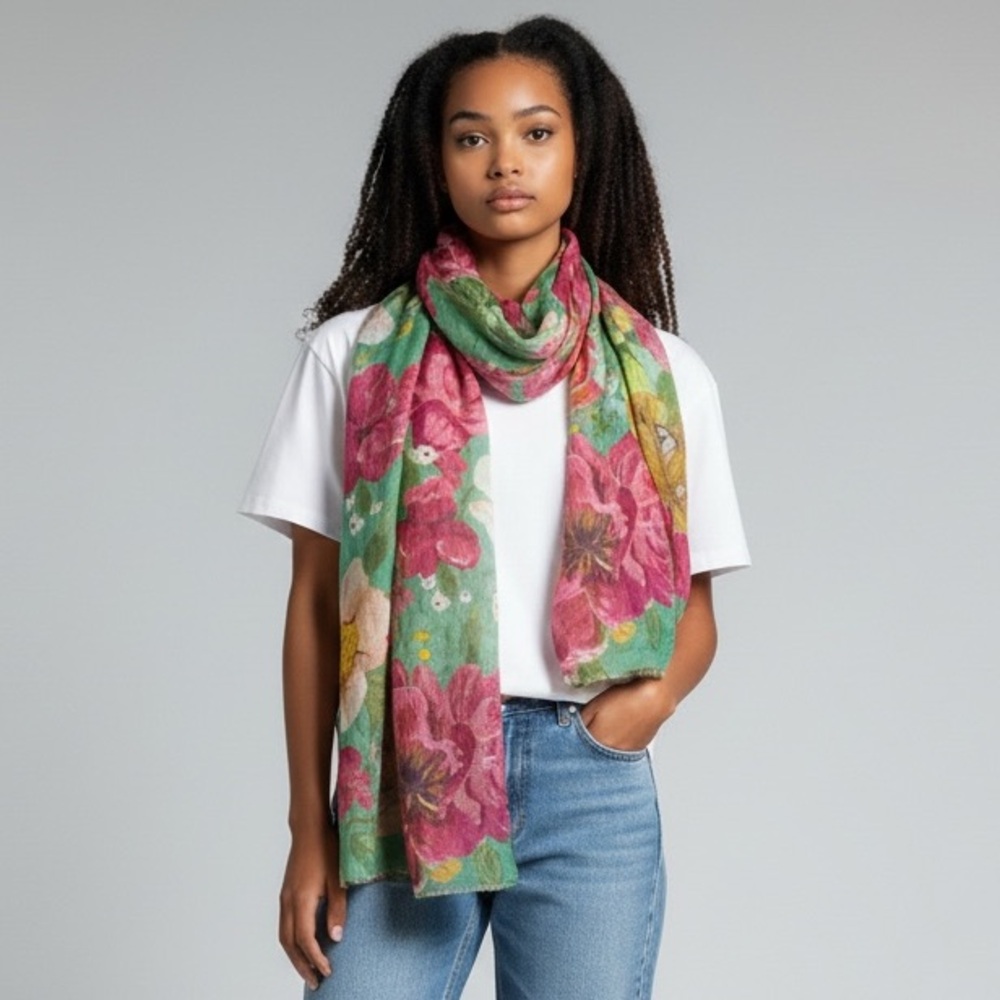 POWDER Floral Multicolor Linen Scarf